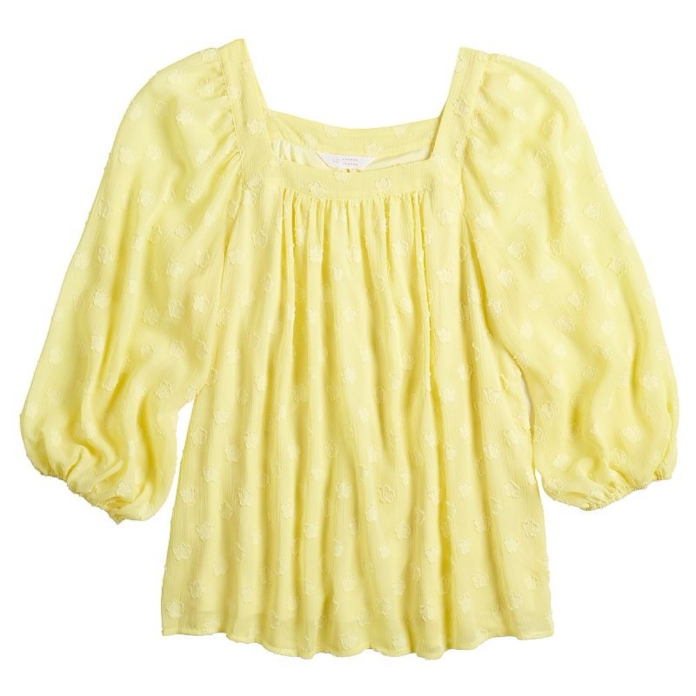 Lauren Conrad Light Yellow Square Neck Blouse Coquette Cottagecore Romantic Top